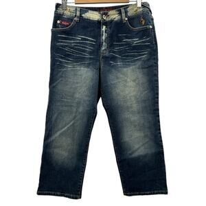 Baby Phat Y2K Dark Acid Wash High Rise Straight Leg‎ Cropped Jeans Size 14